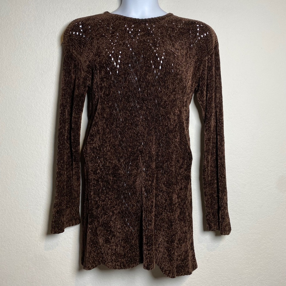 Vintage GAP Brown Chenille Open Knit Sweater Dress M Made in USA Soft Grunge 90s